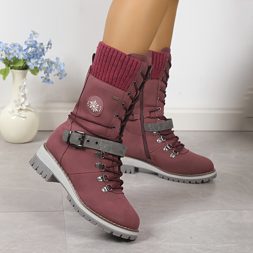 Thermo Damenstiefel mit Schnürung und Reißverschluss